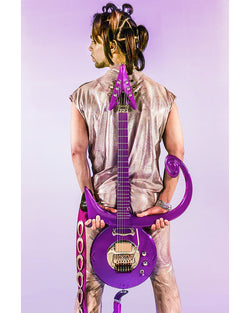 Prince with his signature guitar behind his back - Limited Edition Print by Steve Parke – Limited Edition Print.