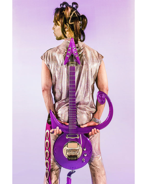 Prince with his signature guitar behind his back — Limited Edition Print - Steve Parke