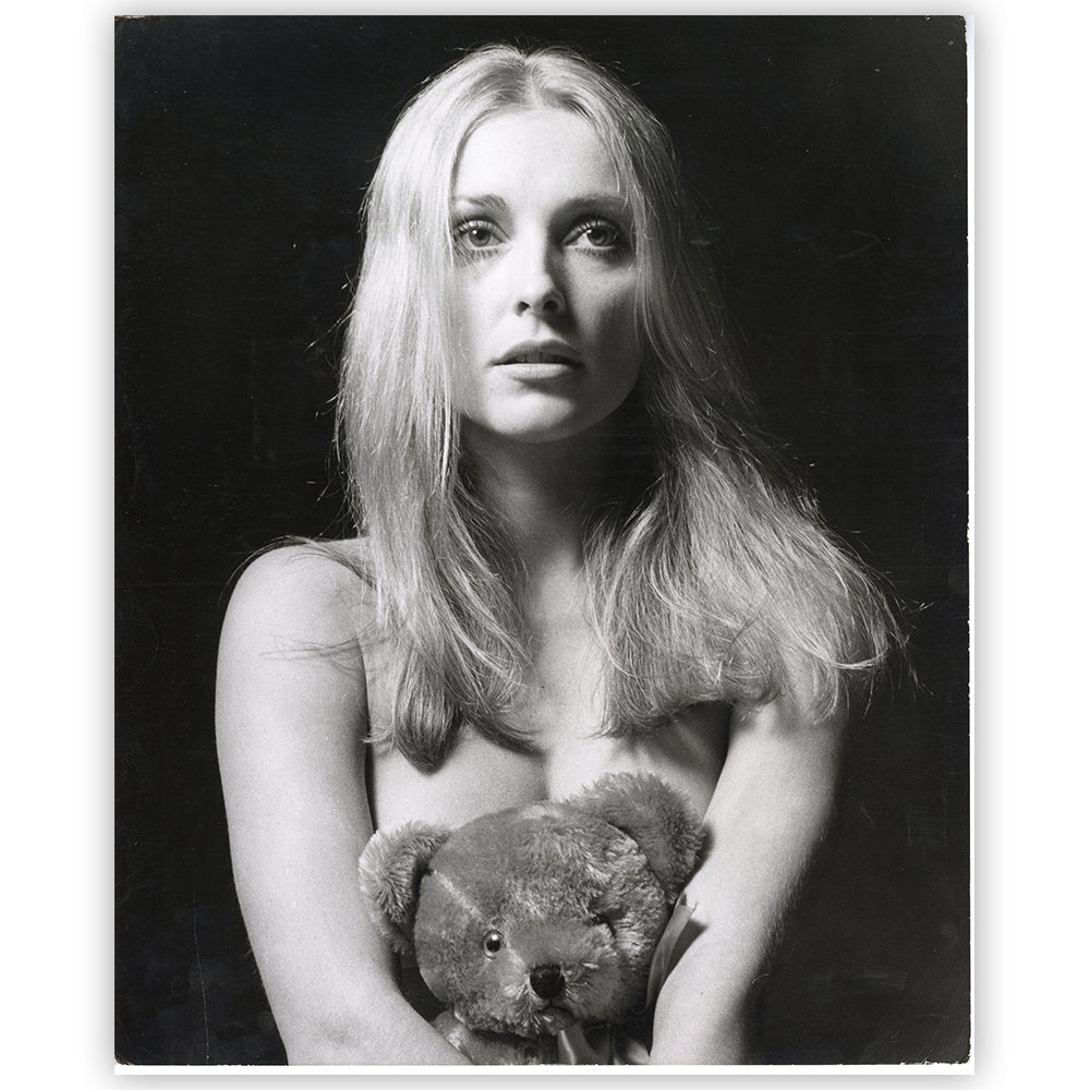 Sharon Tate with teddy bear, 1968 — Vintage Print